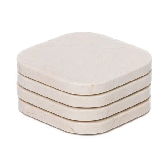 Beige Marble Squared Coasters, Set of 4