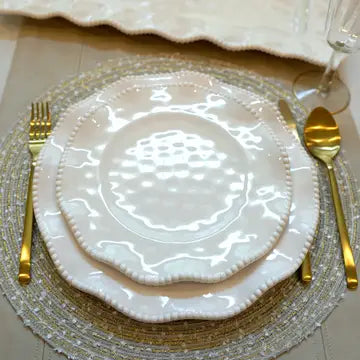 Perlette Cream Melamine Salad Plate – 9" Beaded Edge