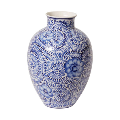 Round White & Blue "Leonor" Vase | Home Decor