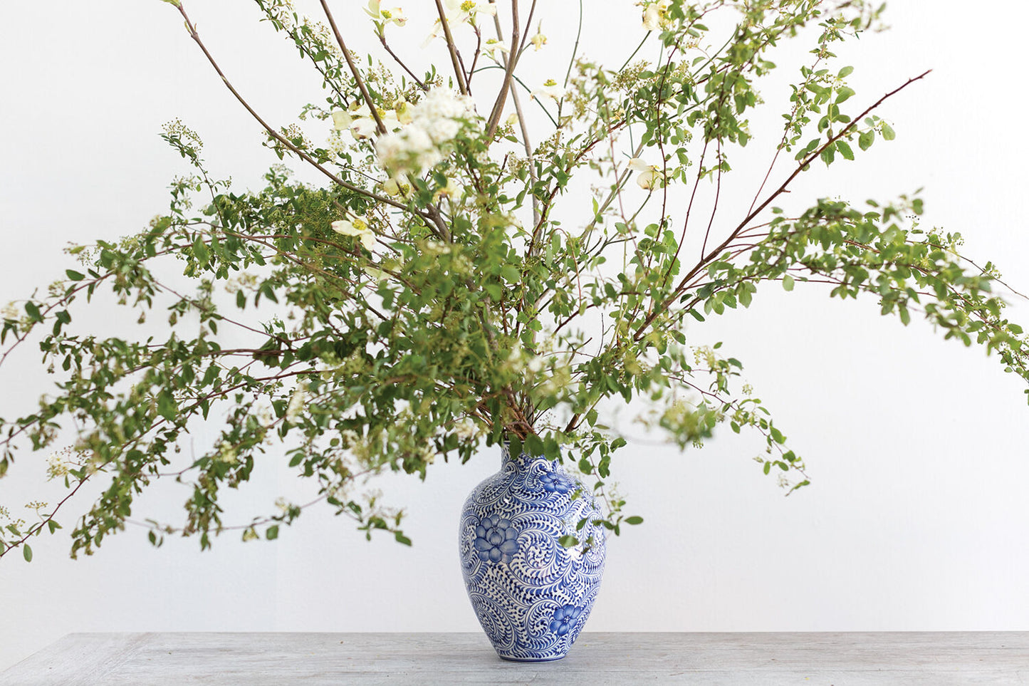 Round White & Blue "Leonor" Vase | Home Decor