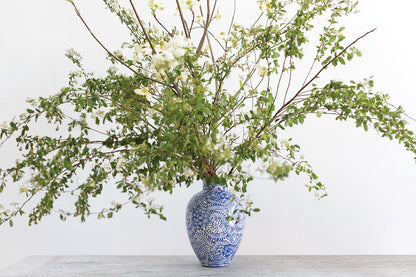 Round White & Blue "Leonor" Vase | Home Decor