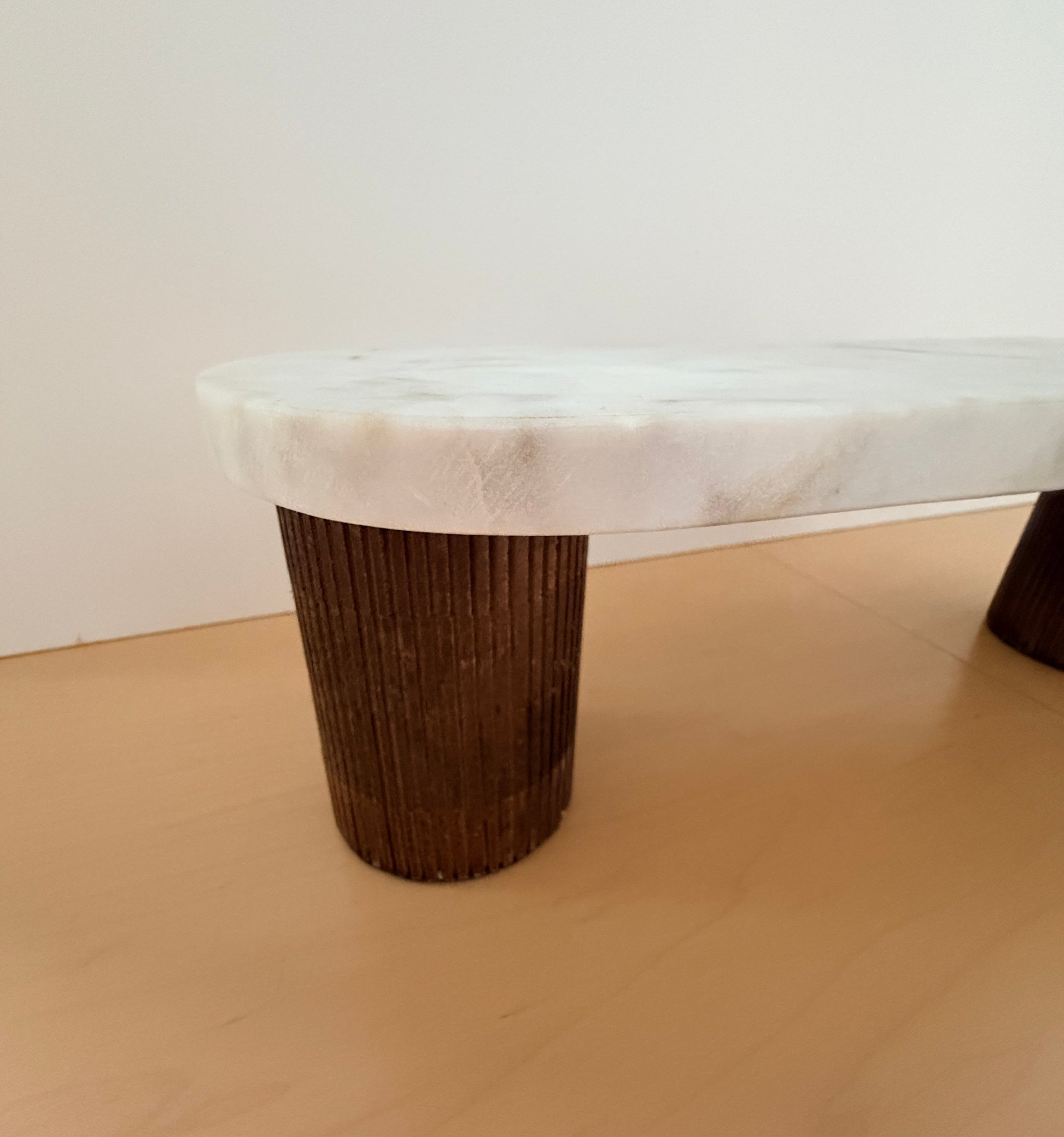White Marbled and Wood  Riser Trinket Tray - Rustike Home