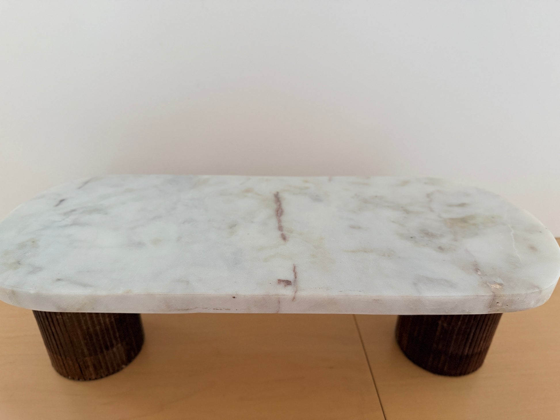White Marbled and Wood  Riser Trinket Tray - Rustike Home