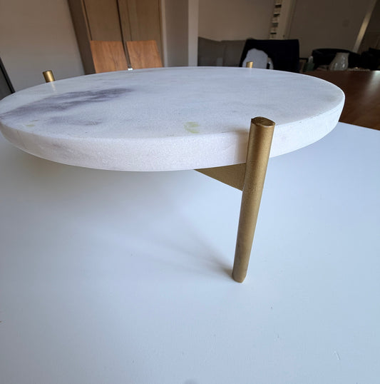 White Marbled Riser Trinket Tray, 10" | Home Art