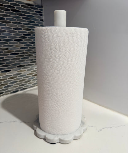 Scalloped White Marble Paper Towel Holder - Rustike Home