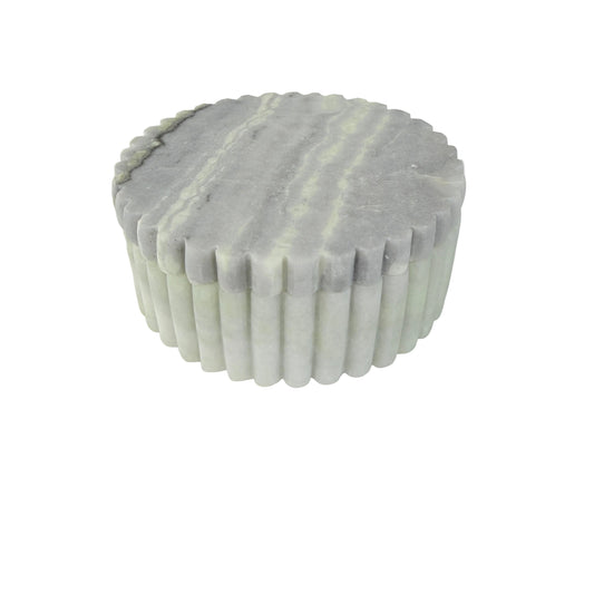 Light Green Marble 5" Ribbed Trinket Box