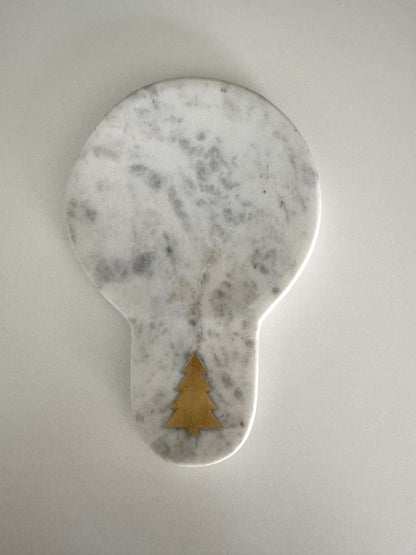 Kitchen Marble Spoon Rest w/Brass Tree| Natural Stone - Rustike Home