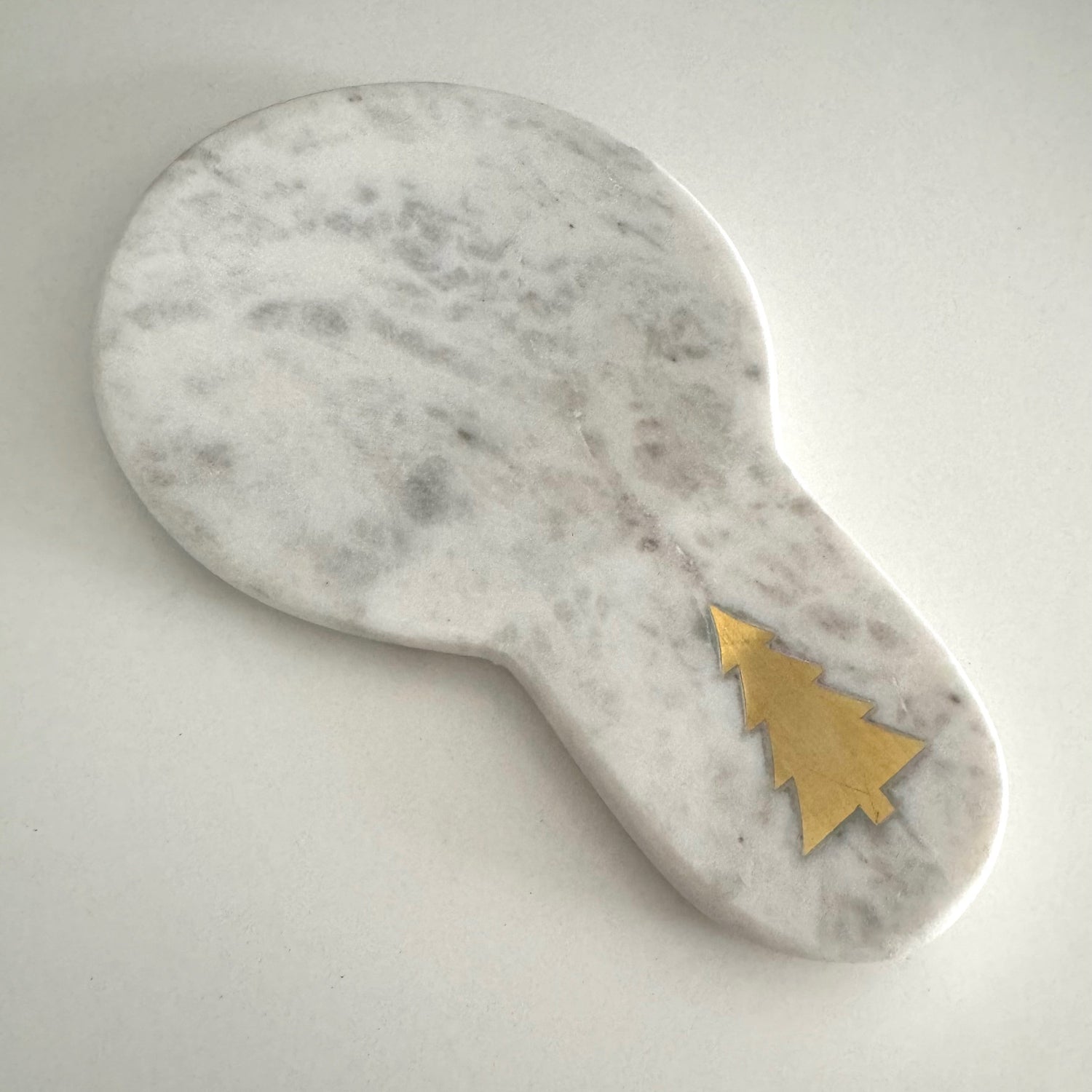 Kitchen Marble Spoon Rest w/Brass Tree| Natural Stone - Rustike Home