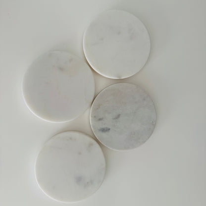 Off-White Tones Marble Round Coasters, Set of 4 - Rustike Home