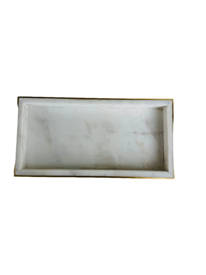 Hand Made Marble & Brass "Lore" Tray | Home Decor - Rustike Home