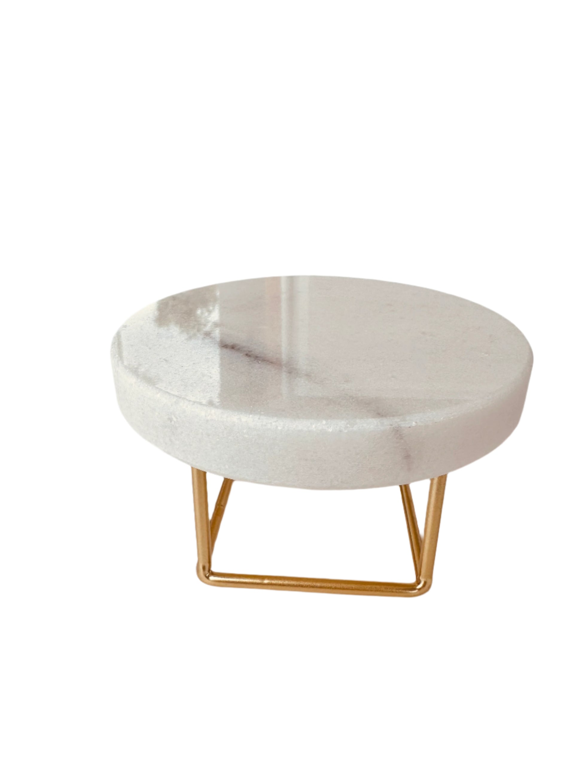 White Marble and Brass Riser for Brush and Soap Stand - Rustike Home