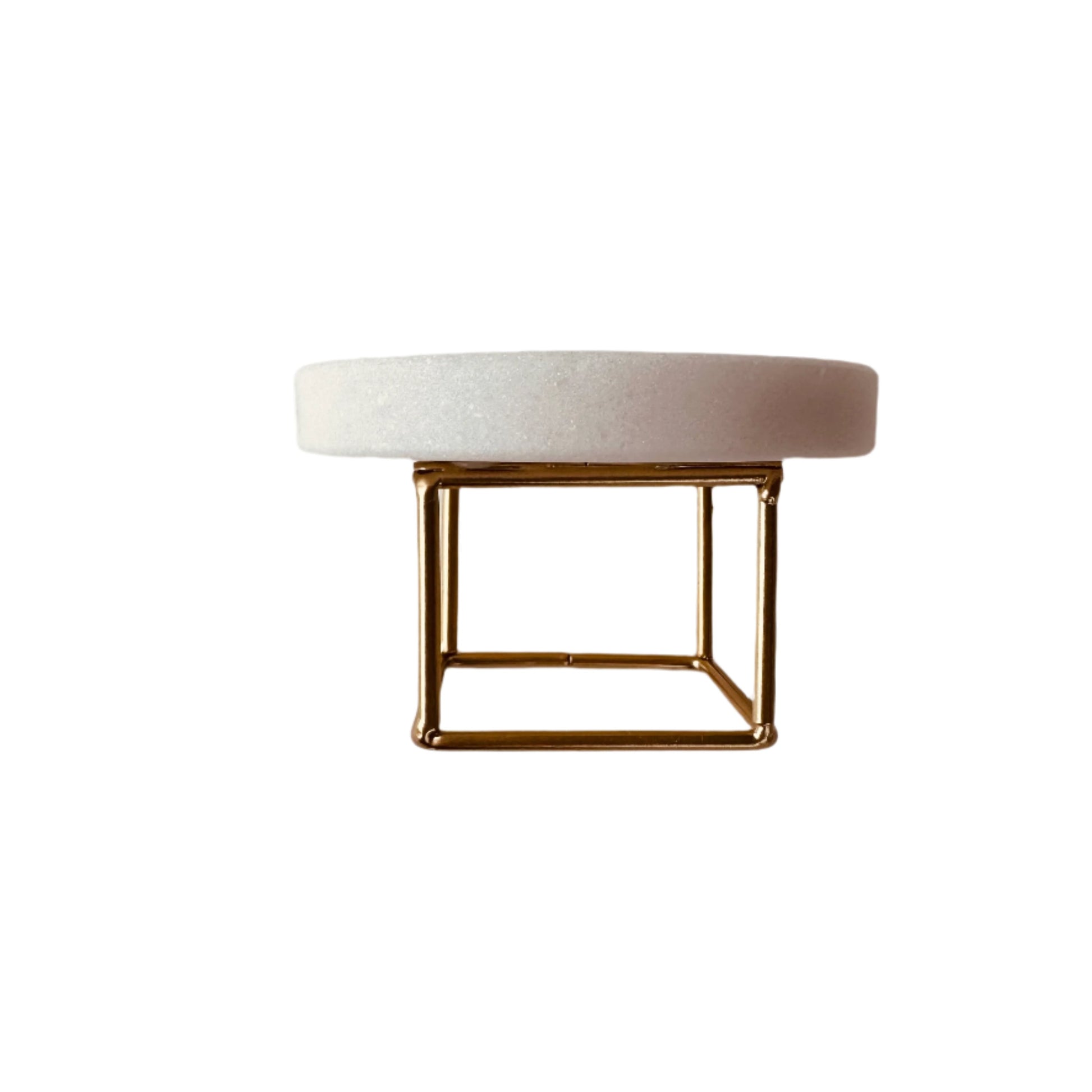 White Marble and Brass Riser for Brush and Soap Stand - Rustike Home
