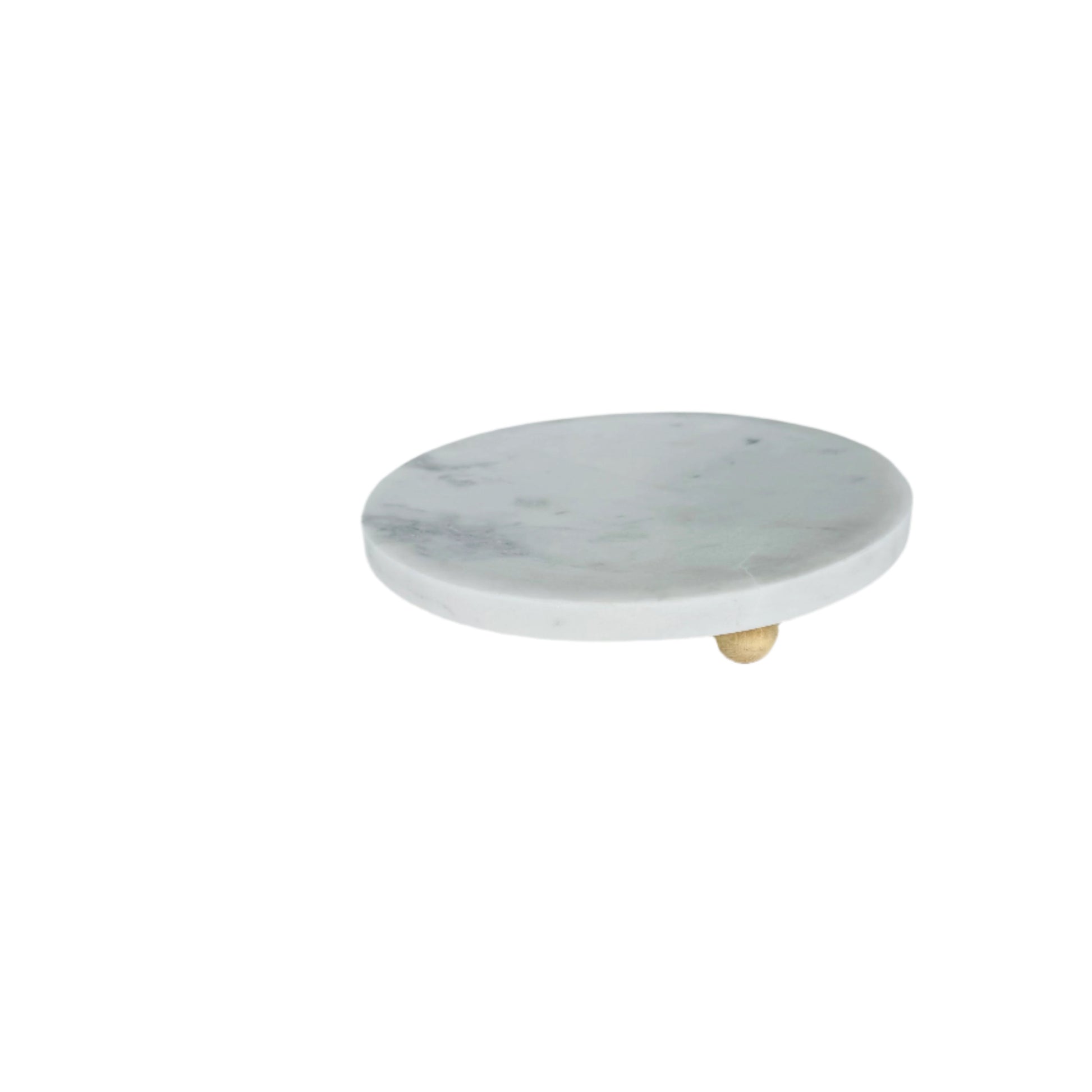 White Marbled Footed Trinket Tray, 8" | Home Art - Rustike Home