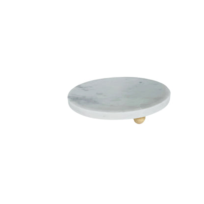 White Marbled Footed Trinket Tray, 8" | Home Art - Rustike Home