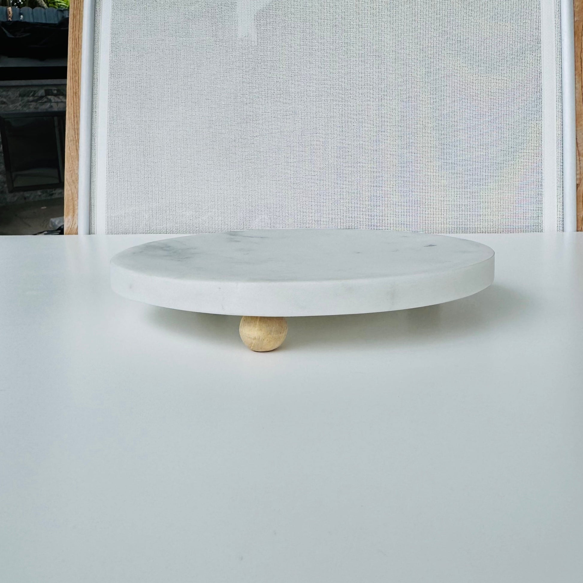 White Marbled Footed Trinket Tray, 8" | Home Art - Rustike Home