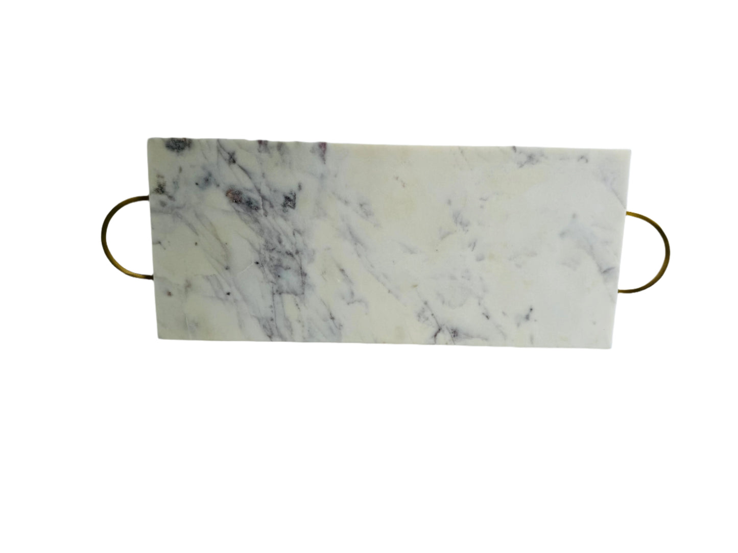 Off-White Marble Tray with Purple and Rose & Brass Handles | Home decor - Rustike Home