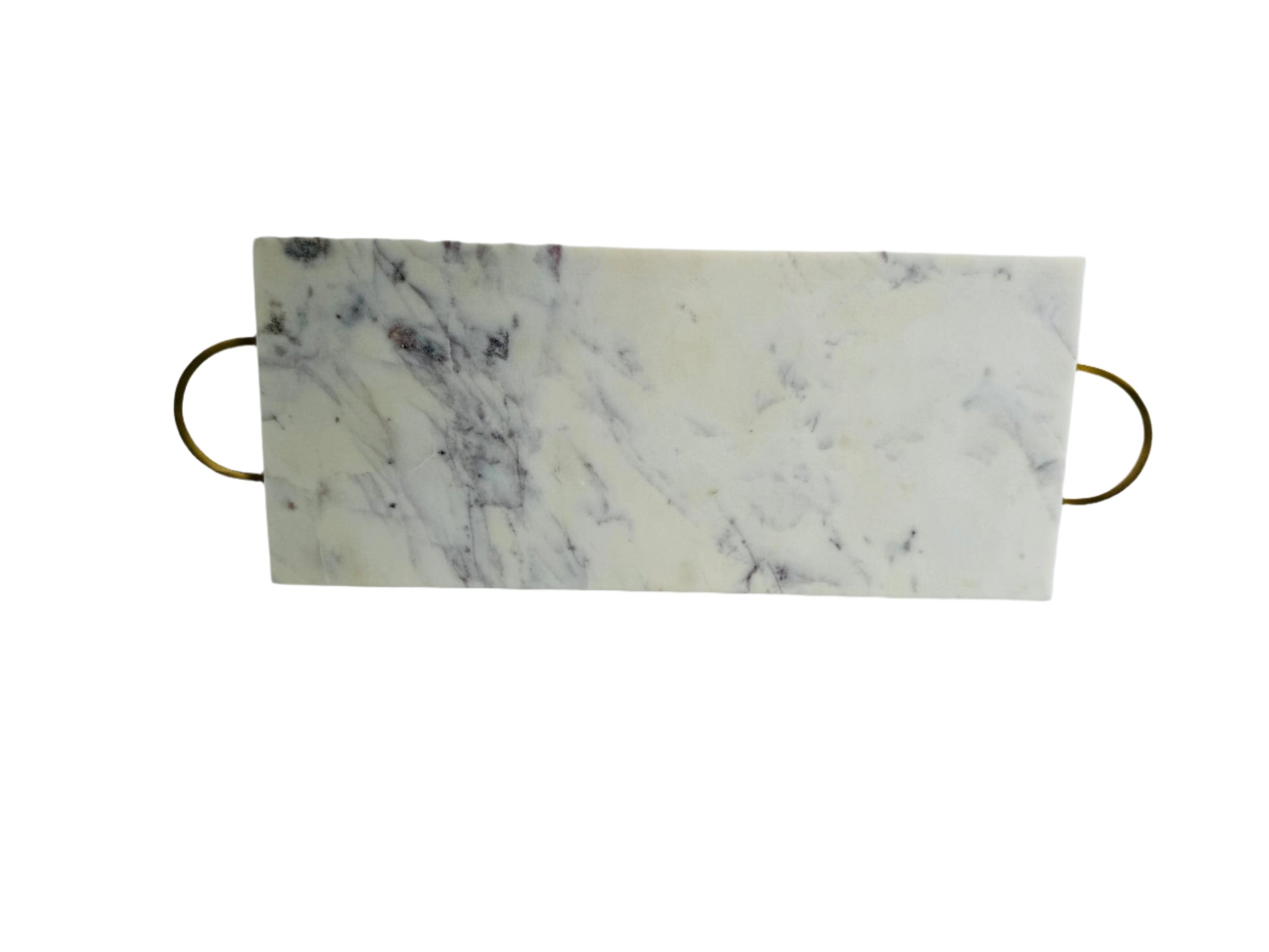 Off-White Marble Tray with Purple and Rose & Brass Handles | Home decor - Rustike Home