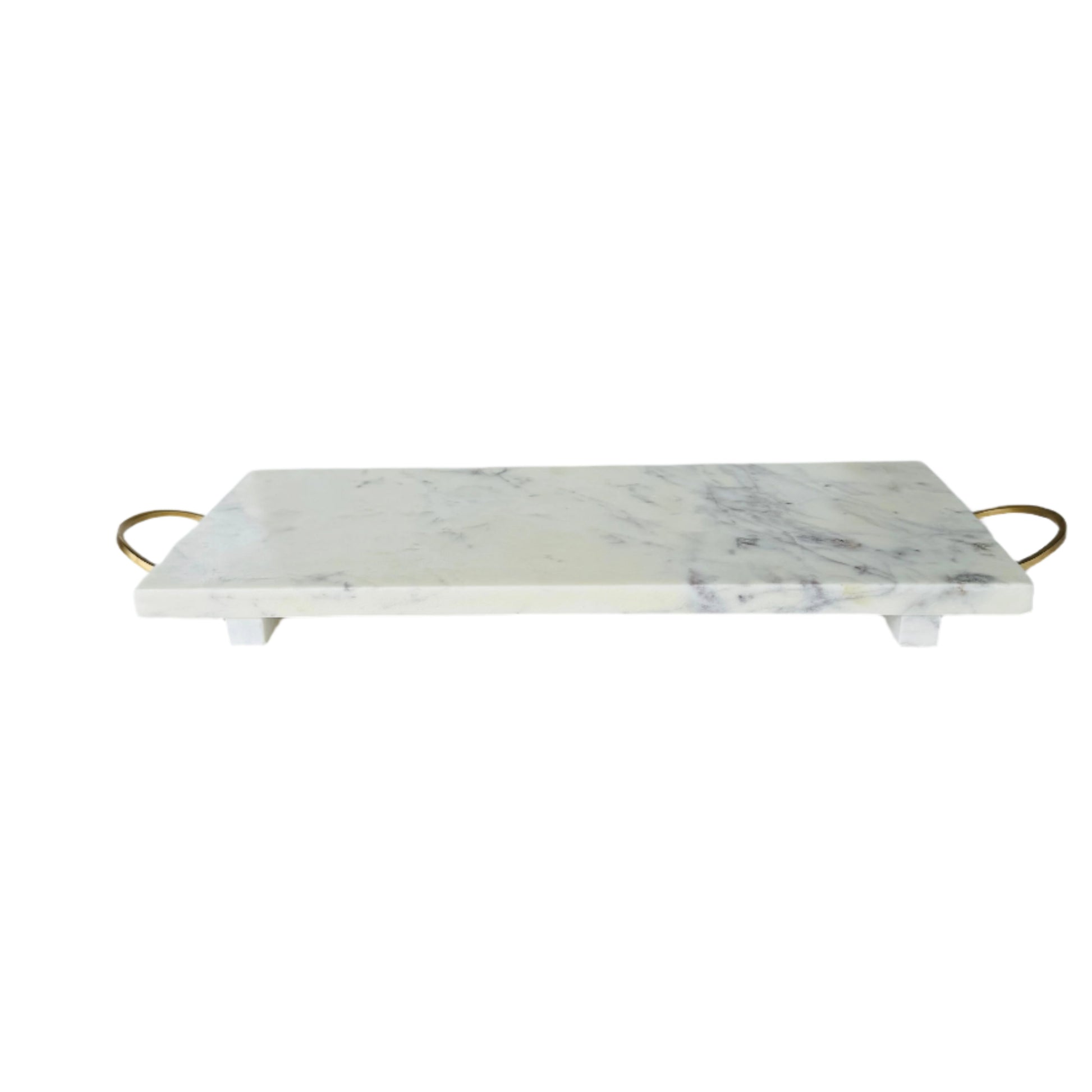 Off-White Marble Tray with Purple and Rose & Brass Handles | Home decor - Rustike Home