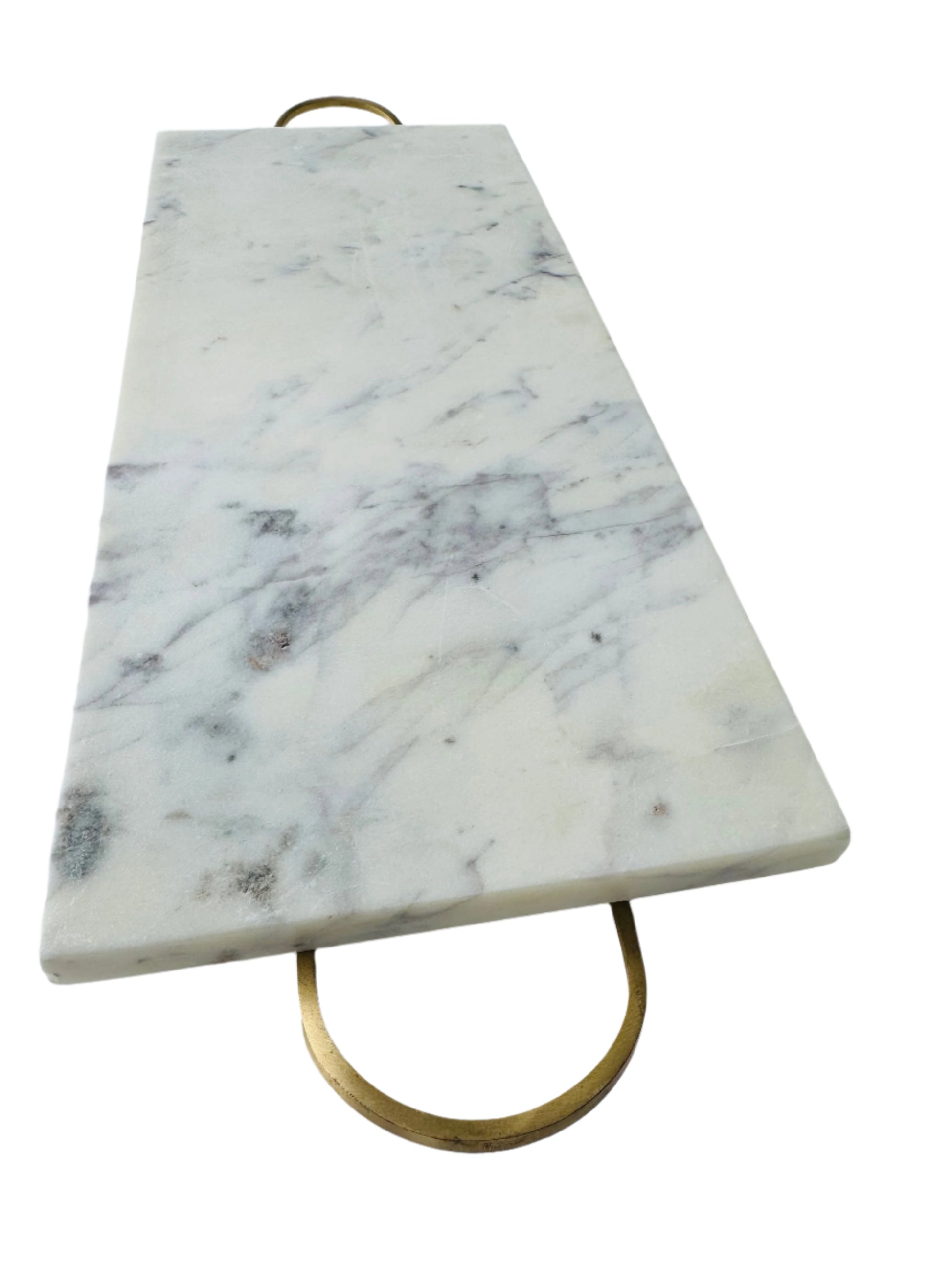 Off-White Marble Tray with Purple and Rose & Brass Handles | Home decor - Rustike Home