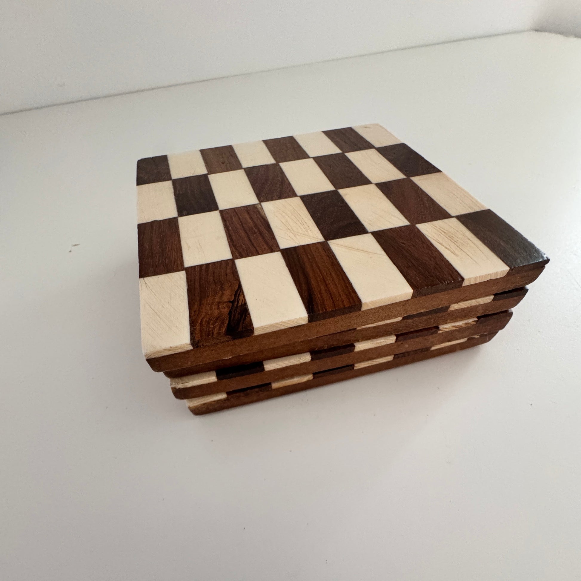 Wood and Resin Rectangular Pattern Coasters, Set of 4 - Rustike Home