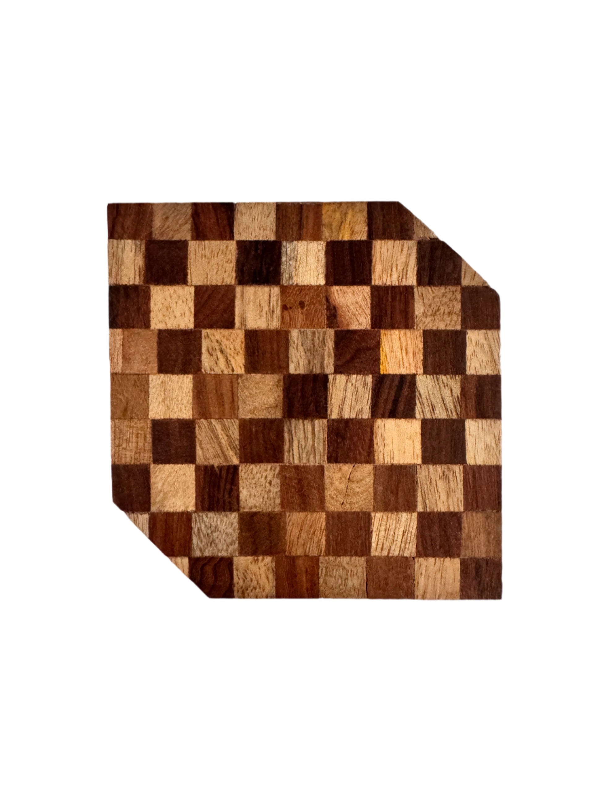 Chess Pattern Wood  Coasters, Set of 4 - Rustike Home