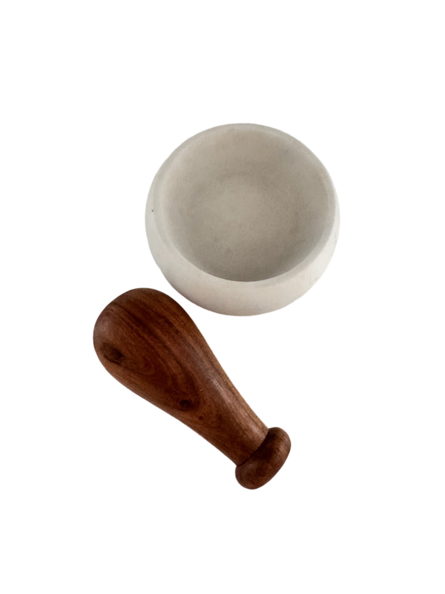 White Marble & Wood "Llely" Mortar & Pestle - Rustike Home