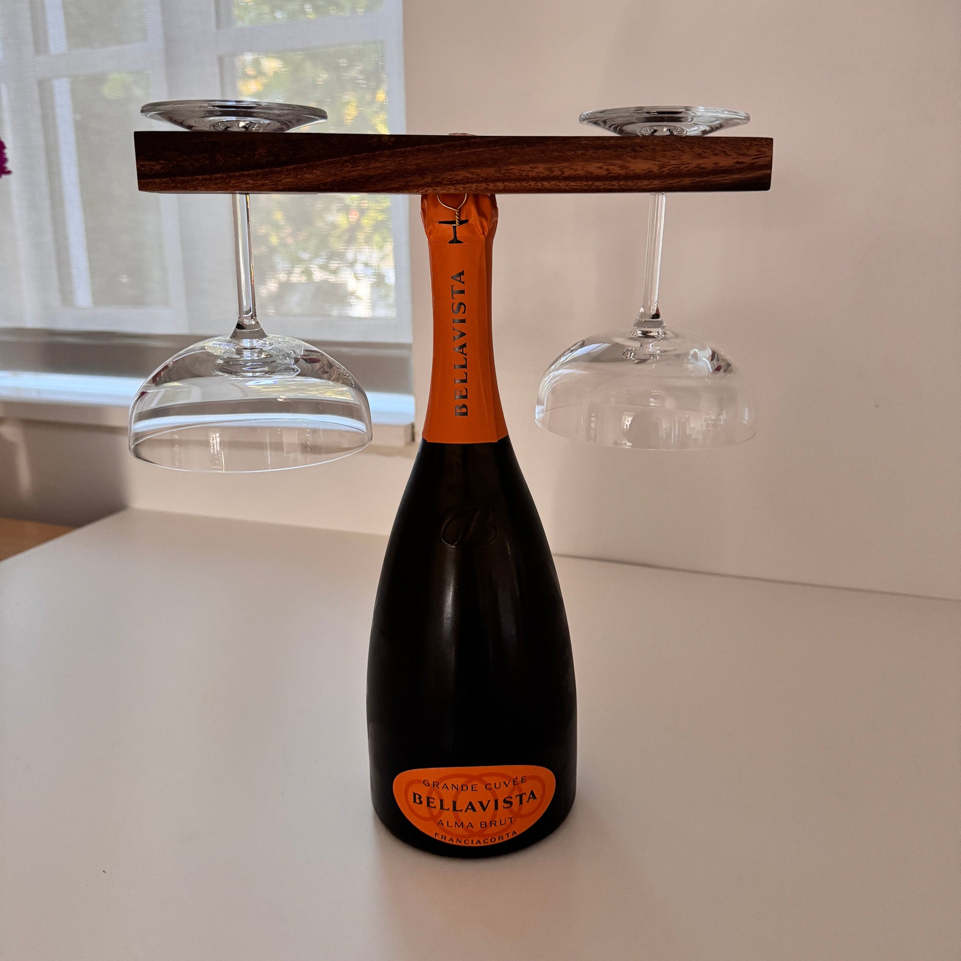Ironwood Acacia Wood Wine Glass Holder For Wine Bottles - Rustike Home