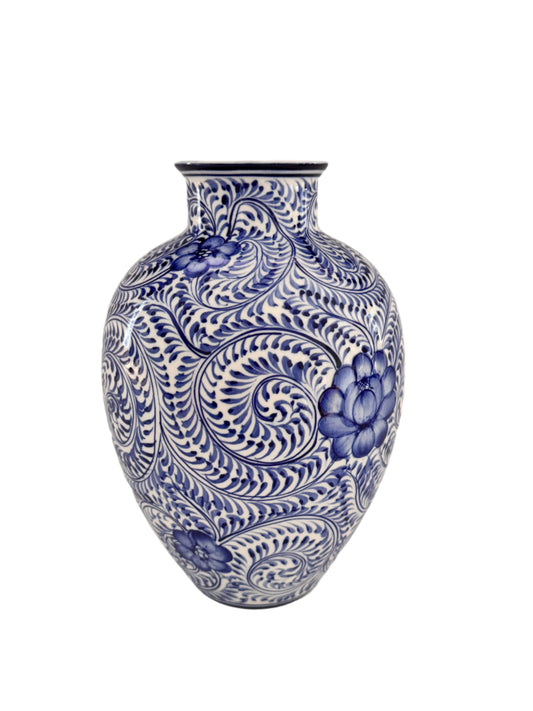 Round White & Blue "Leonor" Vase | Home Decor