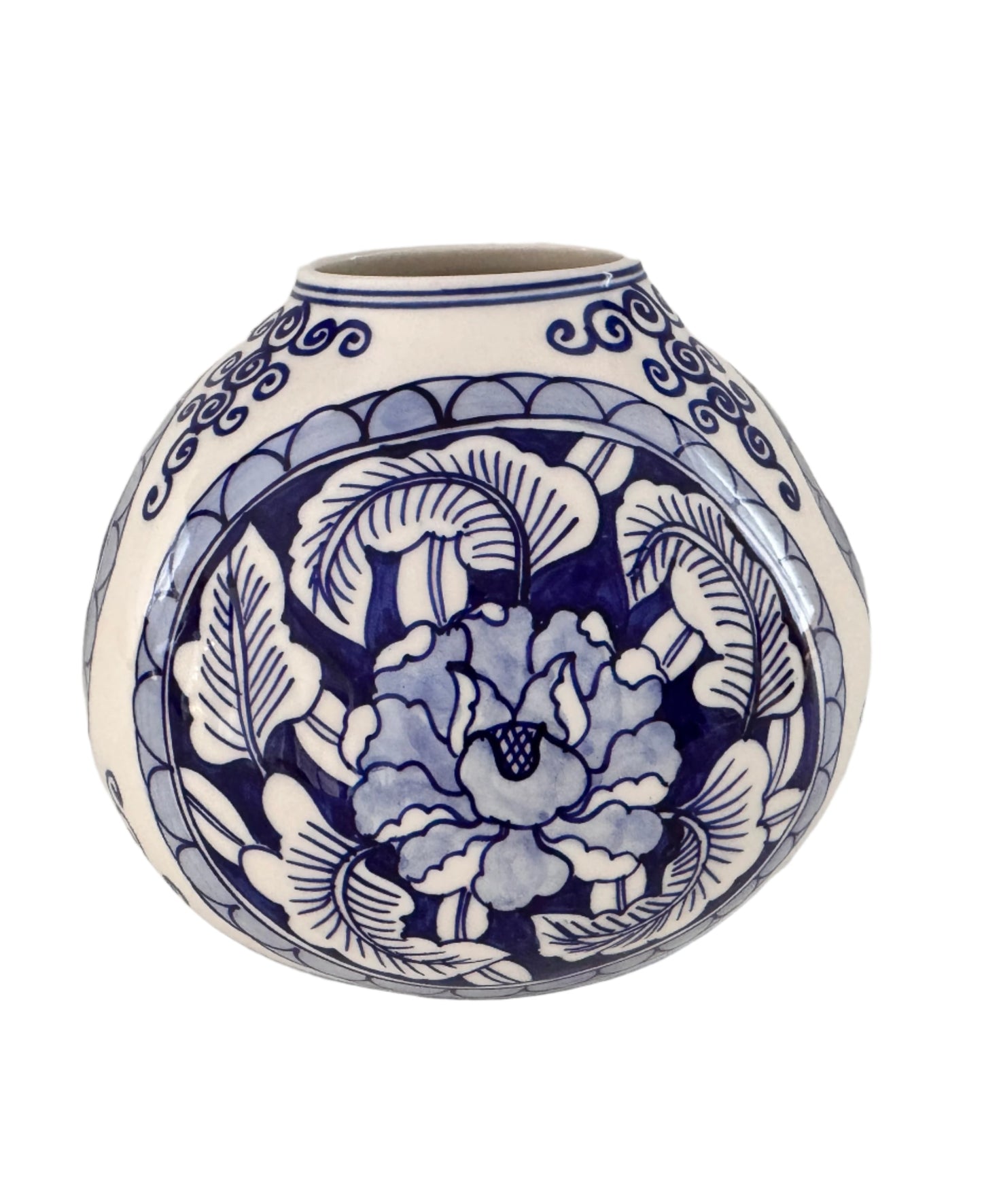 Round White & Blue "Leonor" Vase | Home Decor