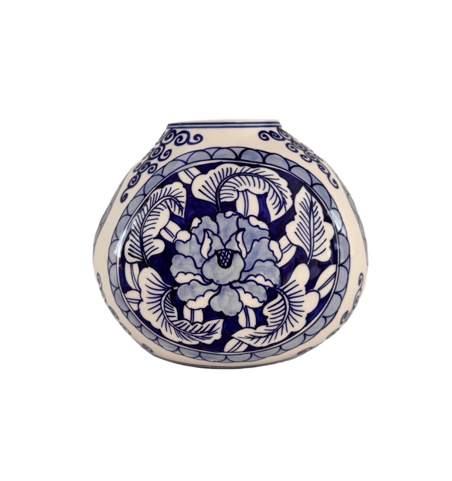 Round White & Blue "Leonor" Vase | Home Decor