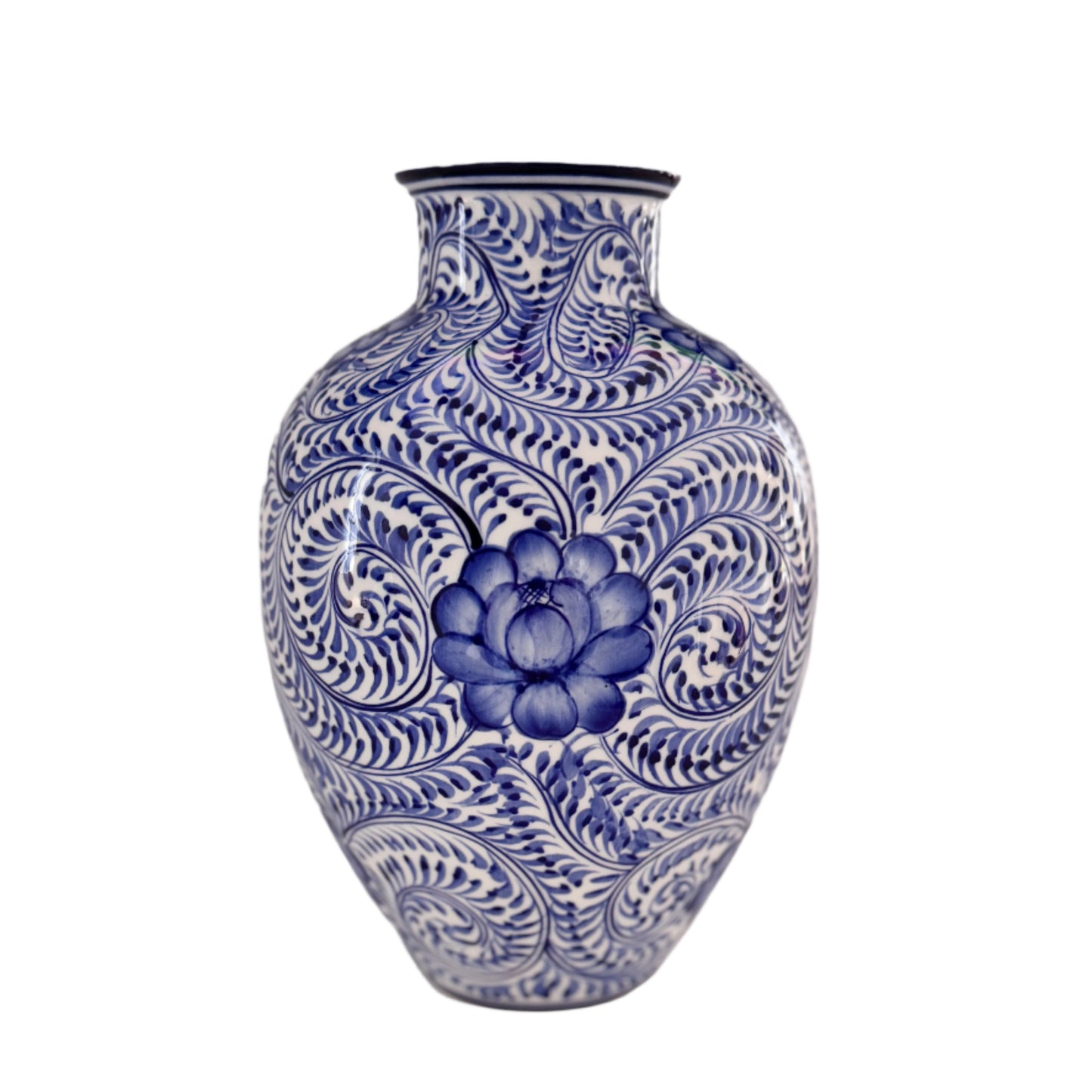 Round White & Blue "Leonor" Vase | Home Decor