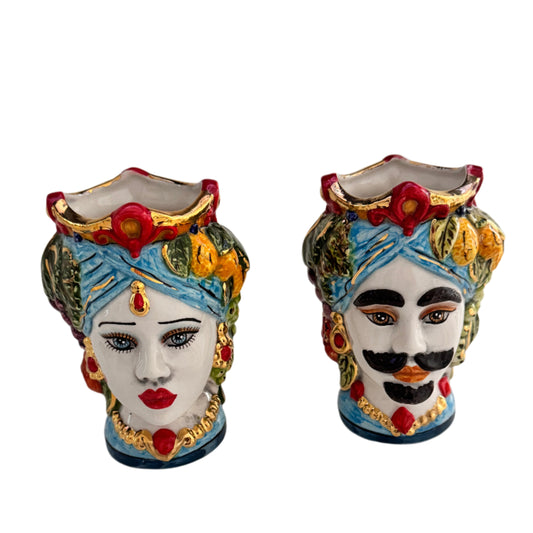 Handmade Sicilian Teste di Moro Ceramic Heads Set |Home Decor