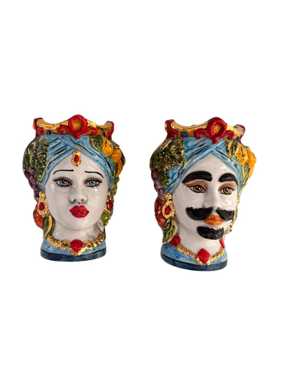 Handmade Sicilian Teste di Moro Ceramic Heads Set |Home Decor