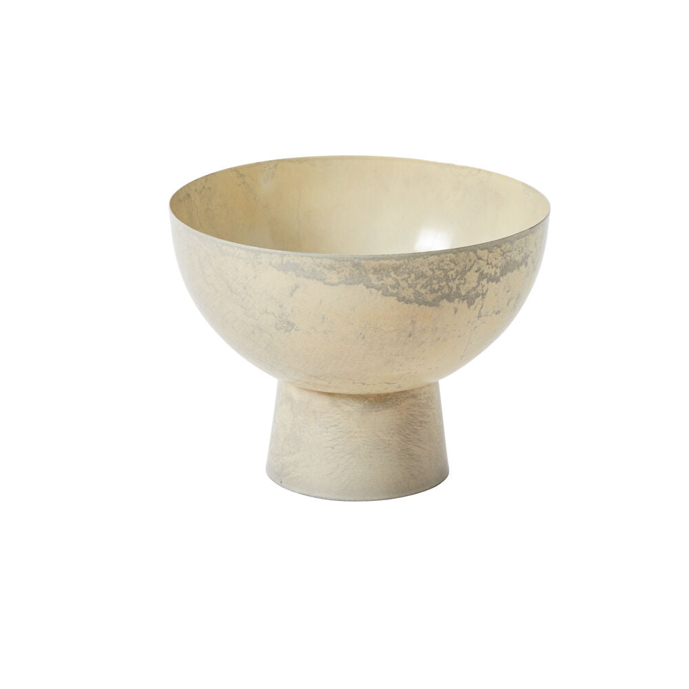 Round White "Phoenix" Footed Marbleized Compote for Plants and Home Decor - Rustike Home