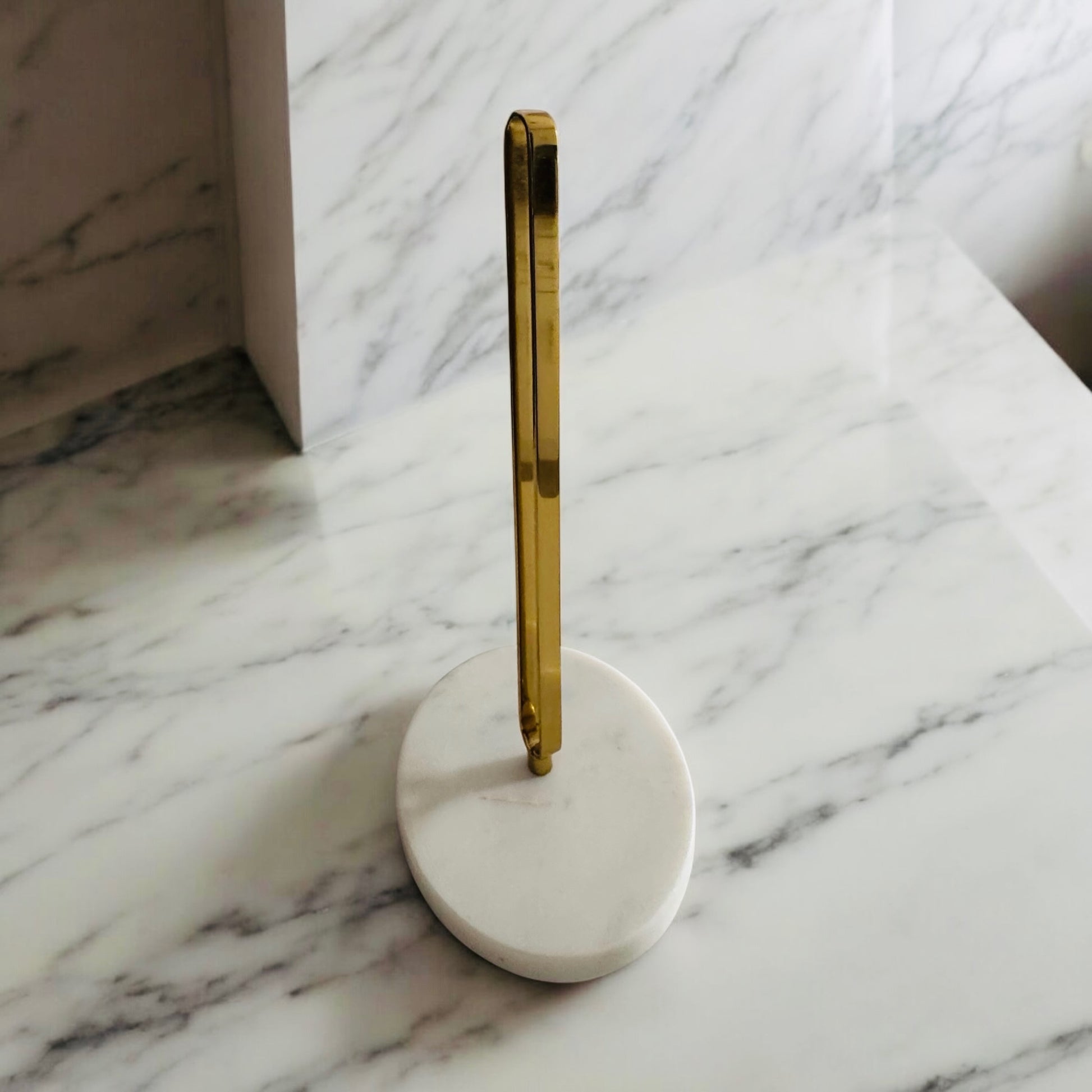 Brass and White Marble Towel Paper Holder - Rustike Home