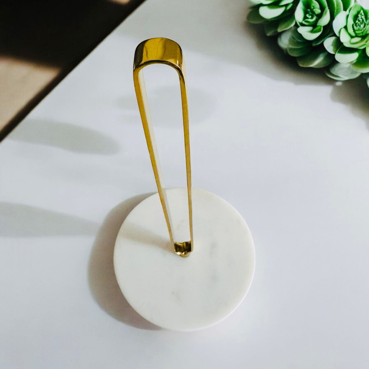 Brass and White Marble Towel Paper Holder - Rustike Home