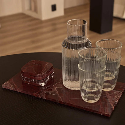 Red Natural Marble Rectangle Tray Plateau - Rustike Home