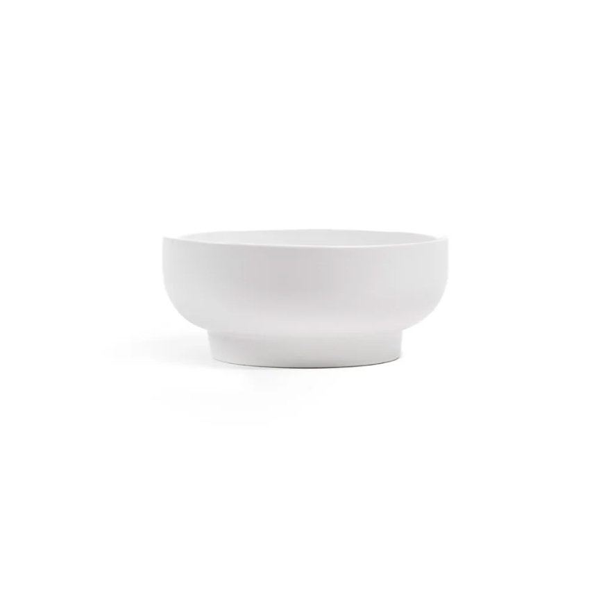 Round Porcelain "Mandi" White Pedestal Bowl Planter Pot for Plants and Home Decor - Rustike Home