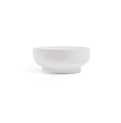 Round Porcelain "Mandi" White Pedestal Bowl Planter Pot for Plants and Home Decor - Rustike Home