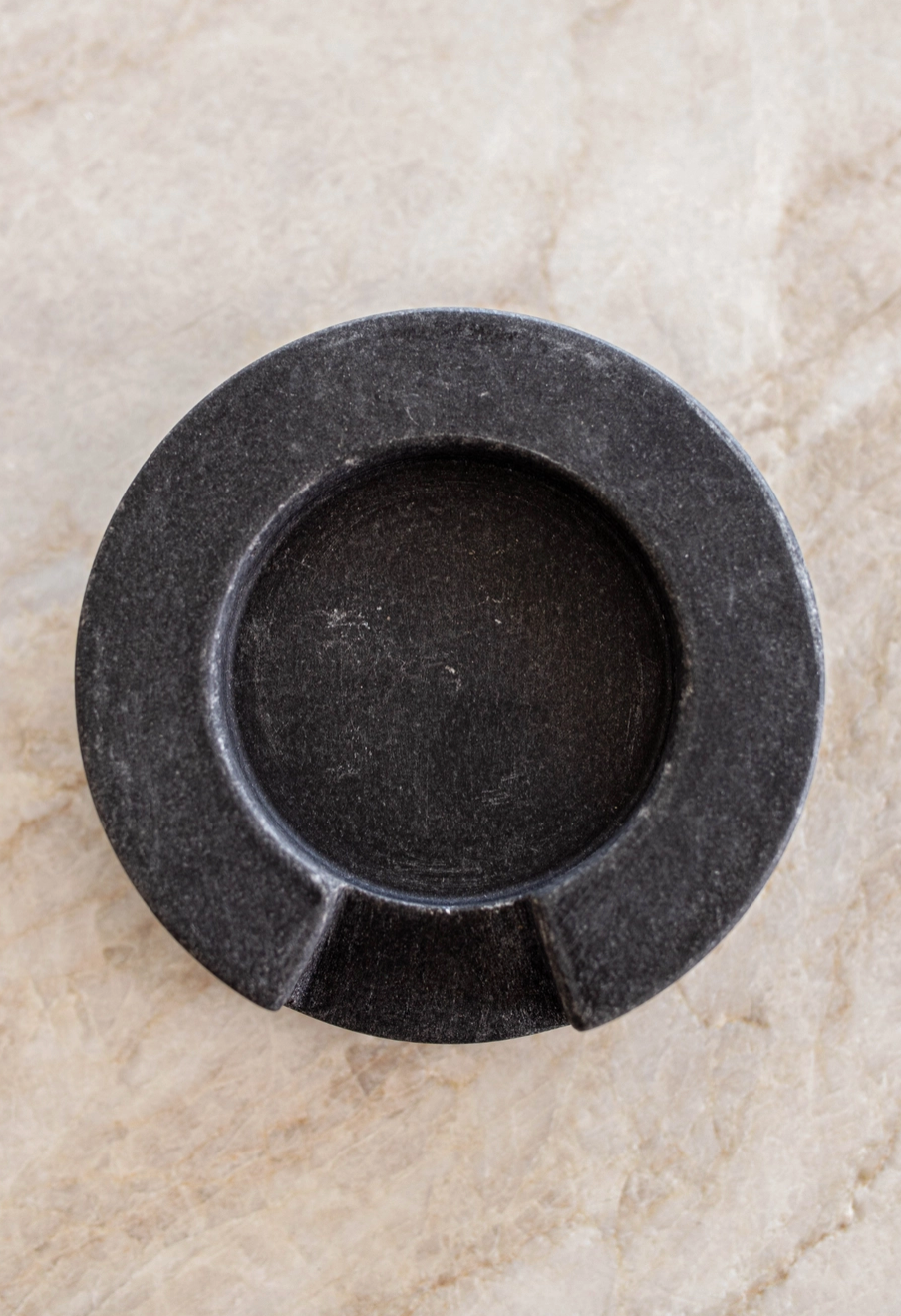 Turned Charcoal Marble Round Spoon Rest | Natural Stone - Rustike Home