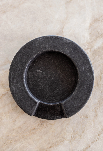 Turned Charcoal Marble Round Spoon Rest | Natural Stone - Rustike Home