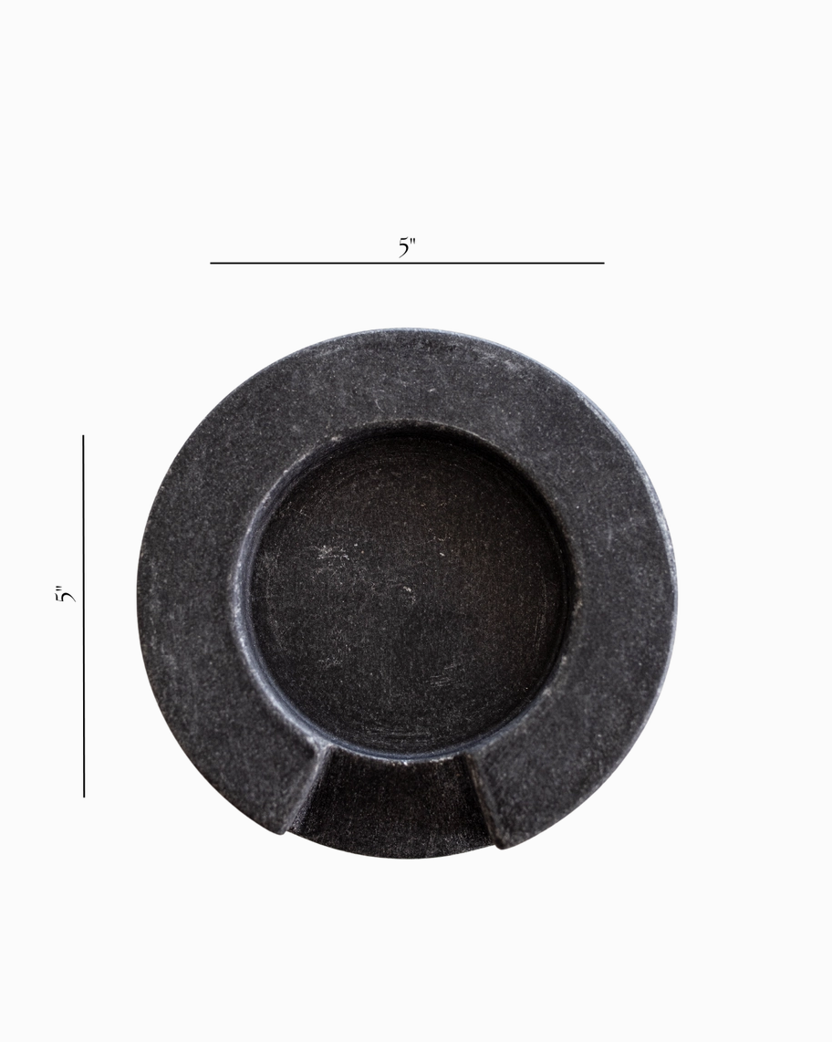 Turned Charcoal Marble Round Spoon Rest | Natural Stone - Rustike Home