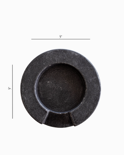 Turned Charcoal Marble Round Spoon Rest | Natural Stone - Rustike Home