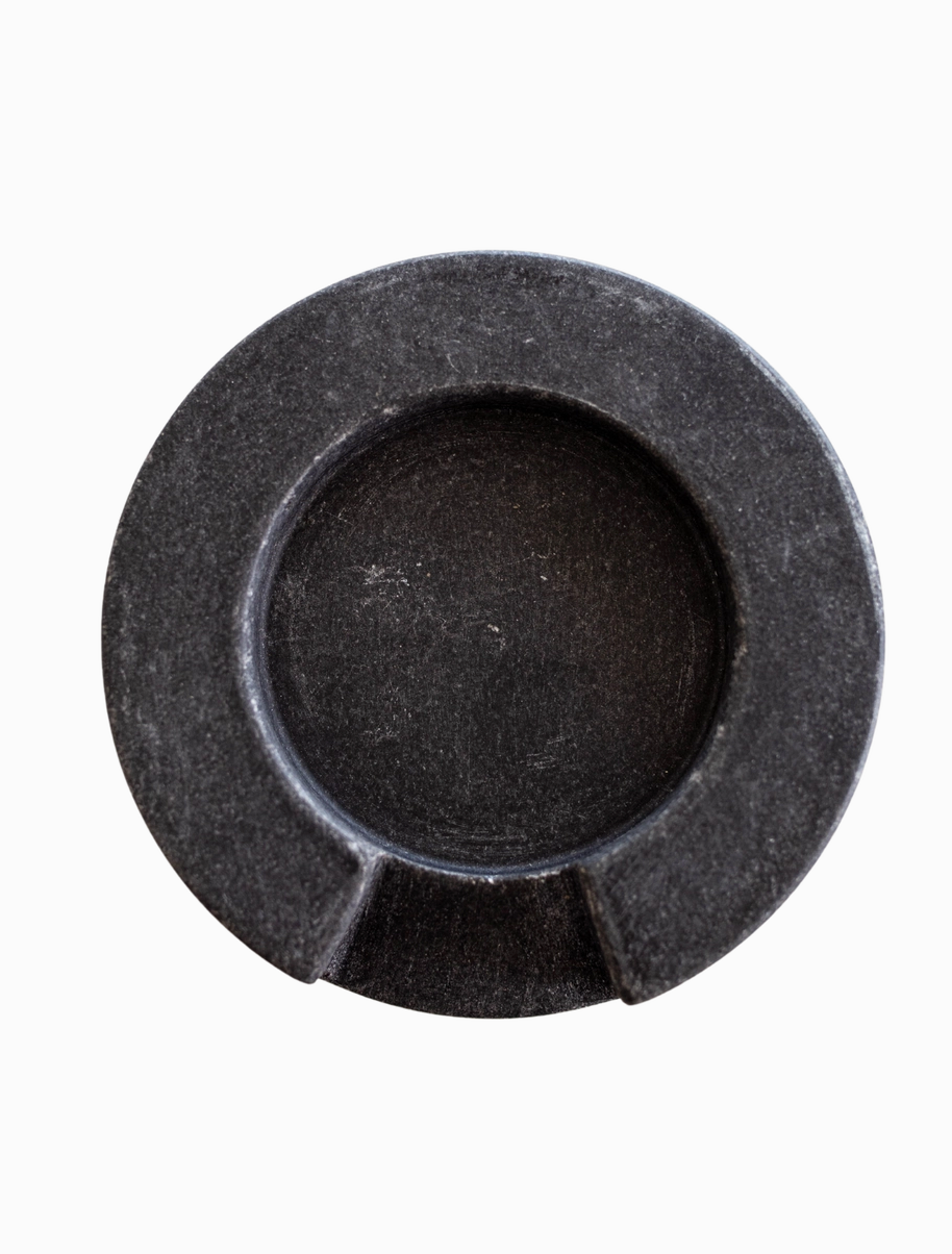 Turned Charcoal Marble Round Spoon Rest | Natural Stone - Rustike Home
