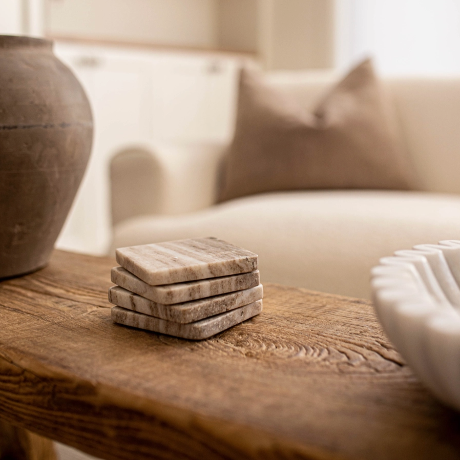 Natural Marble 4” Coasters (Set of 4) - Rustike Home