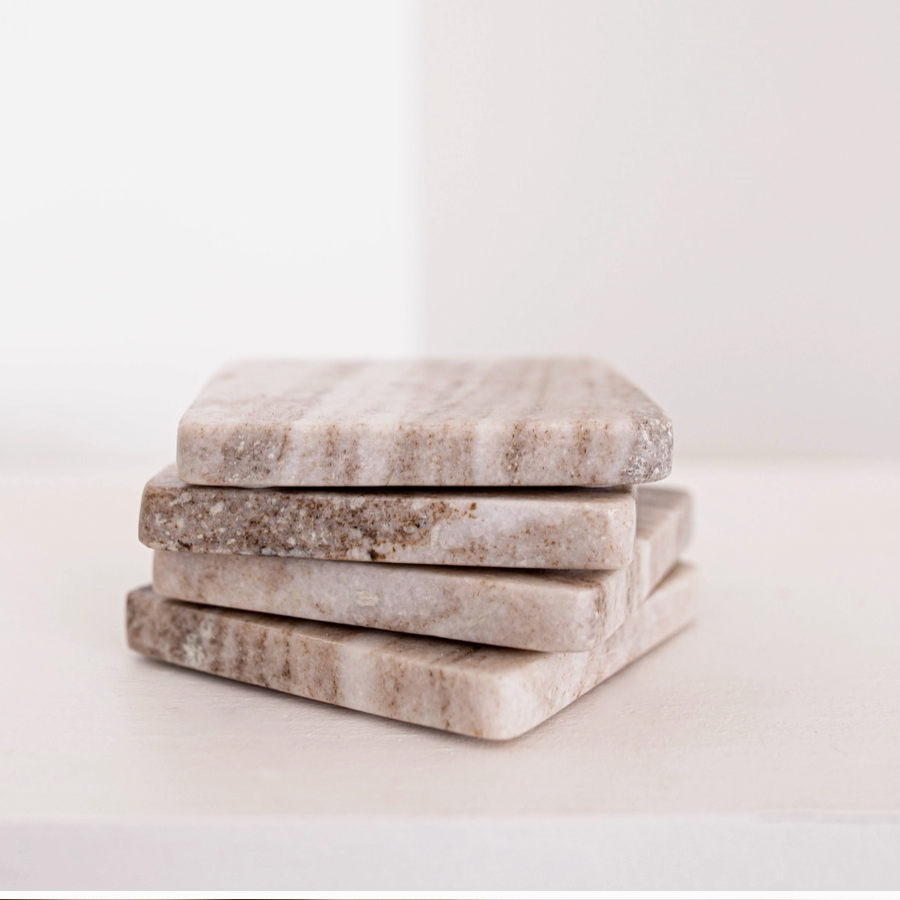 Natural Marble 4” Coasters (Set of 4) - Rustike Home
