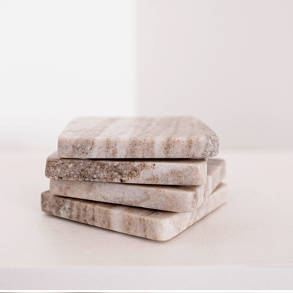 Natural Marble 4” Coasters (Set of 4) - Rustike Home