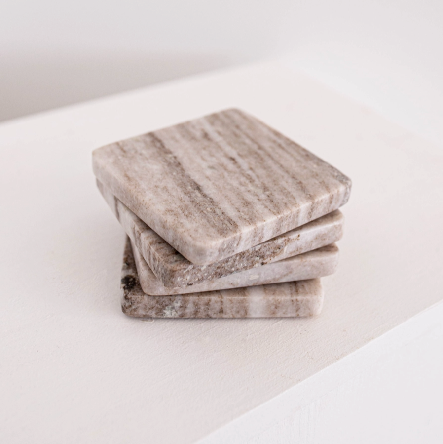 Natural Marble 4” Coasters (Set of 4) - Rustike Home