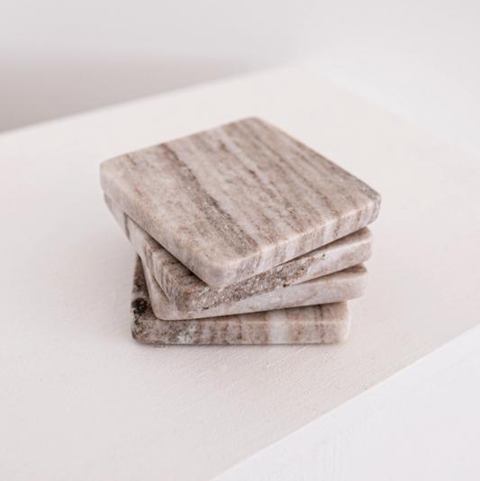 Natural Marble 4” Coasters (Set of 4) - Rustike Home