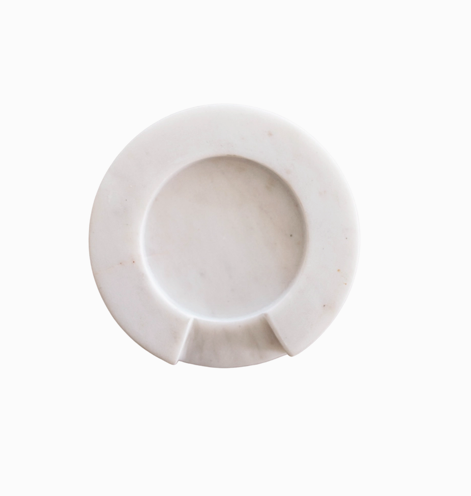 Turned White Marble Round Spoon Rest - Rustike Home